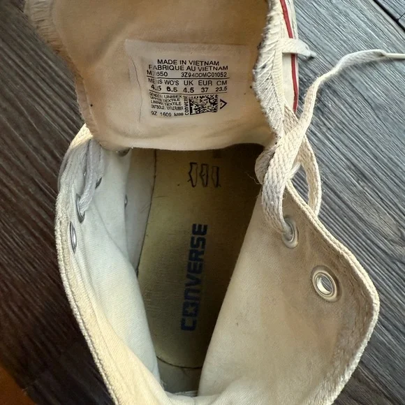 Converse Chuck Taylor‎ All Star High Mens 4.5 shoes White vintage - Picture 5 of 8